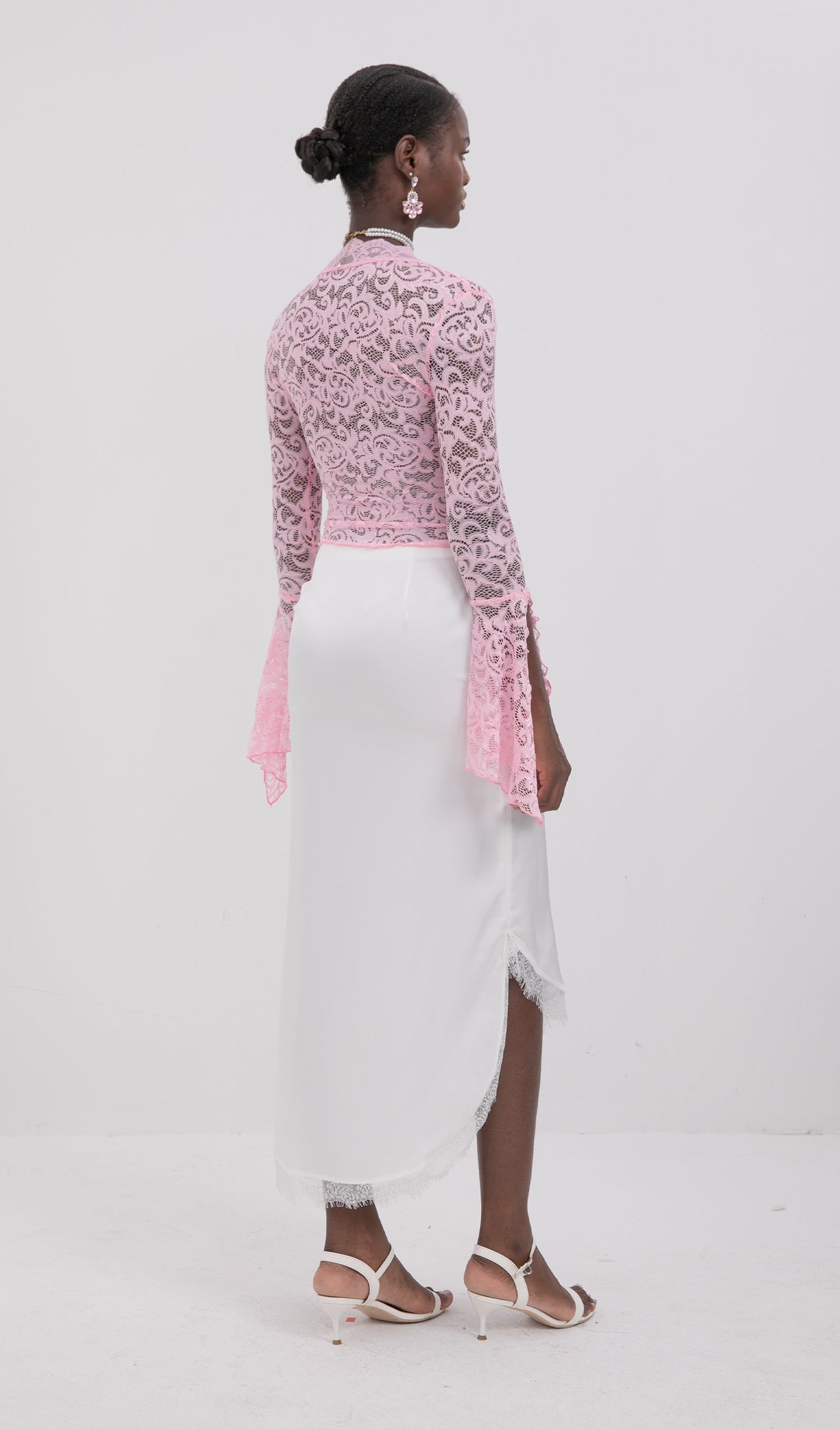 Trendy Pink V-Neck Lce Top