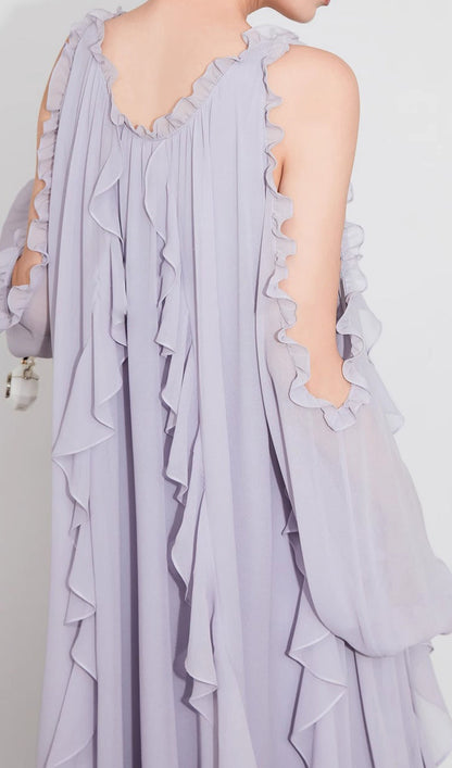Off Shoulder Maxi Dress With Ruffled Trim