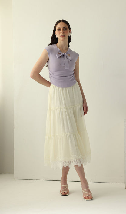Tie Up Neck Knit Top