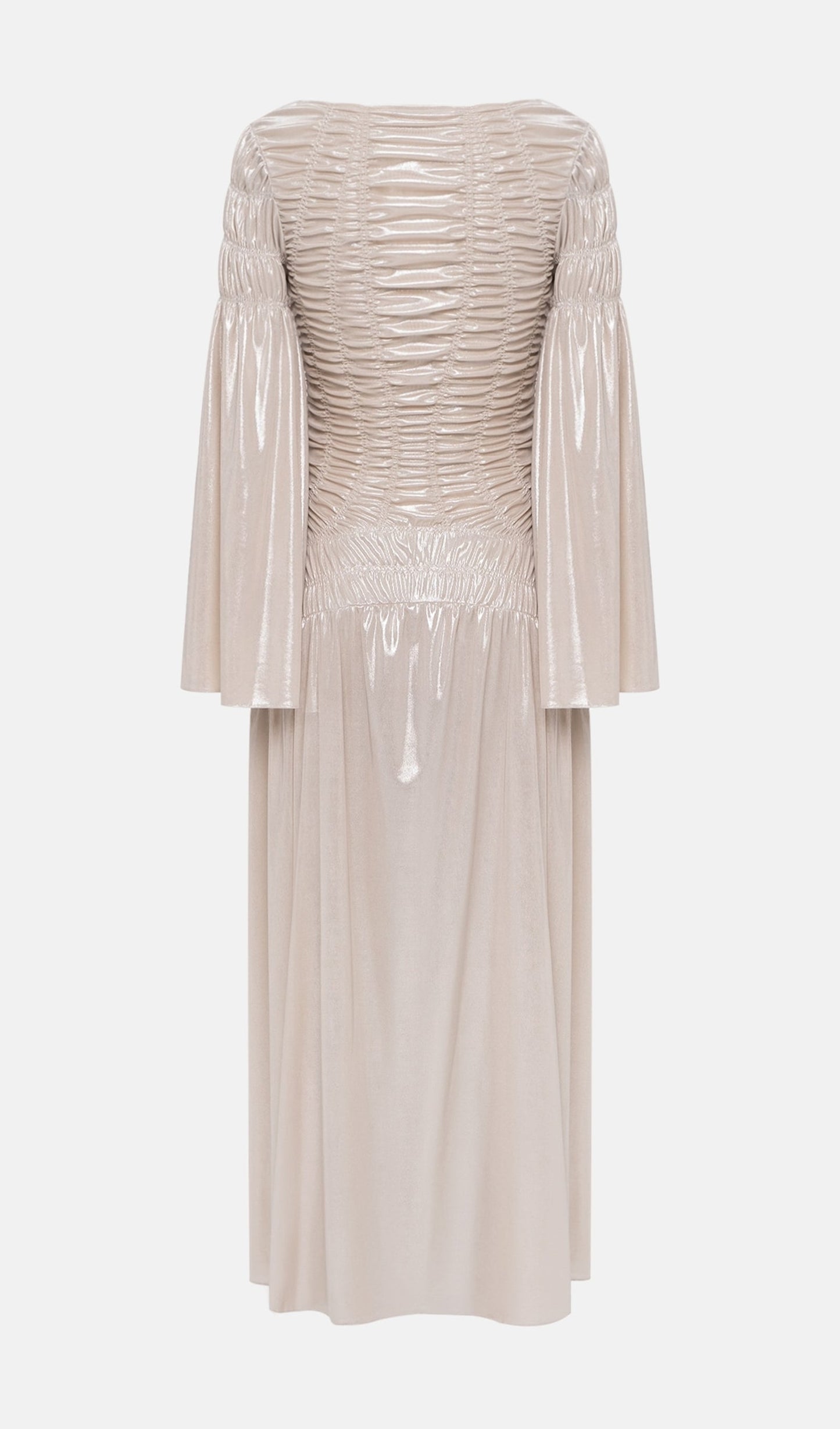 Metallic Elasticated Gathers Maxi Dress In Solid