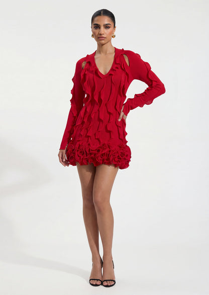Vase-Shaped Floral Mini Dress