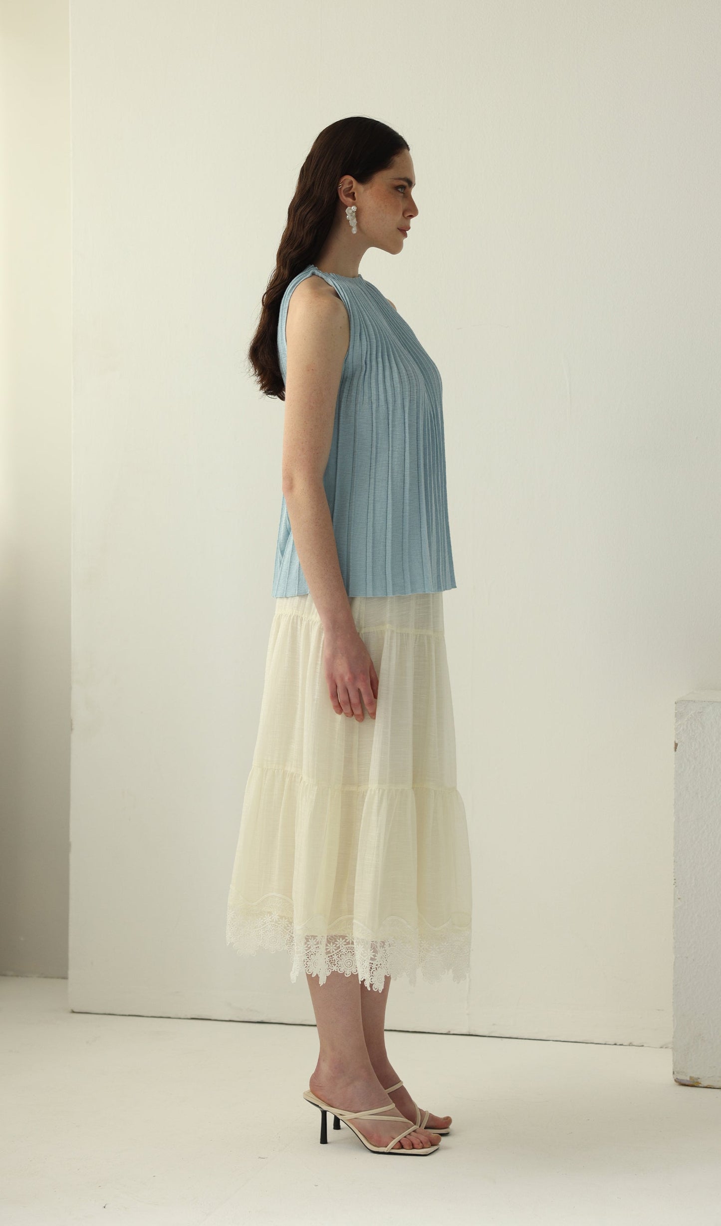 Pleated Halter Neck Sleeveless Top