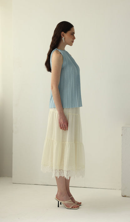 Pleated Halter Neck Sleeveless Top