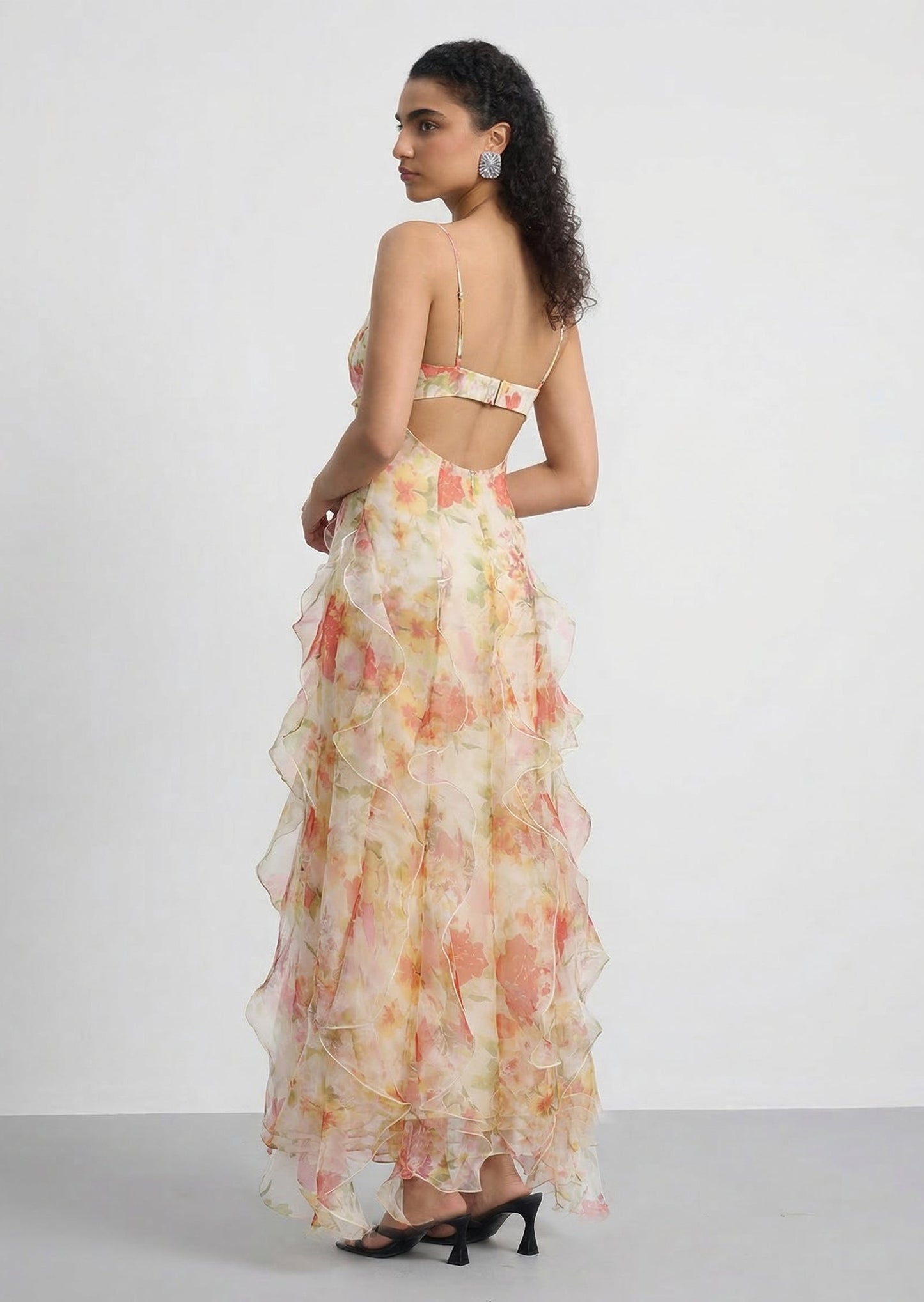 Baroque Flower Split Maxi Dress