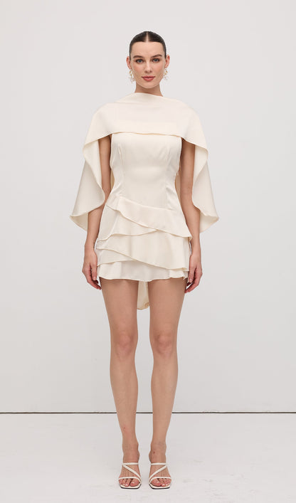 Satin Cape Two Piece Mini Dress