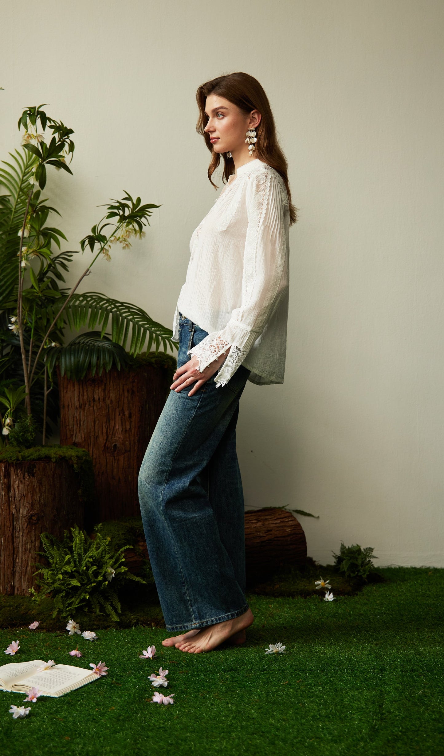 Lace Hollow Out  Blouse Top