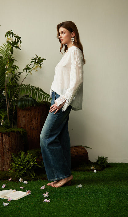 Lace Hollow Out  Blouse Top