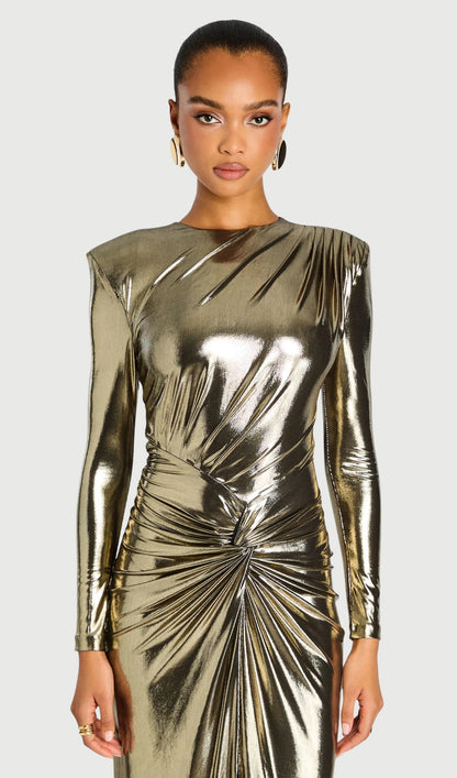 Metallic Slit Maxi Dress