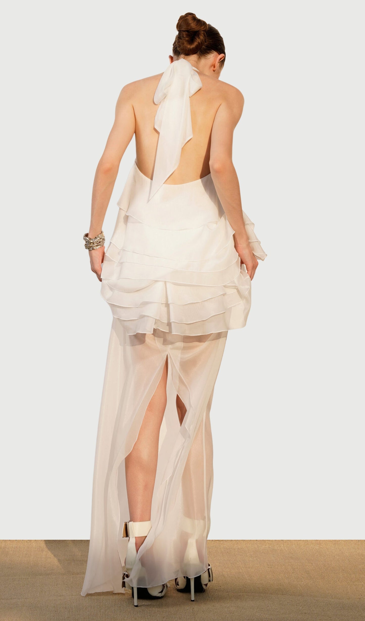 Silk Chiffon Ruffle Top & Midi Skirt Set