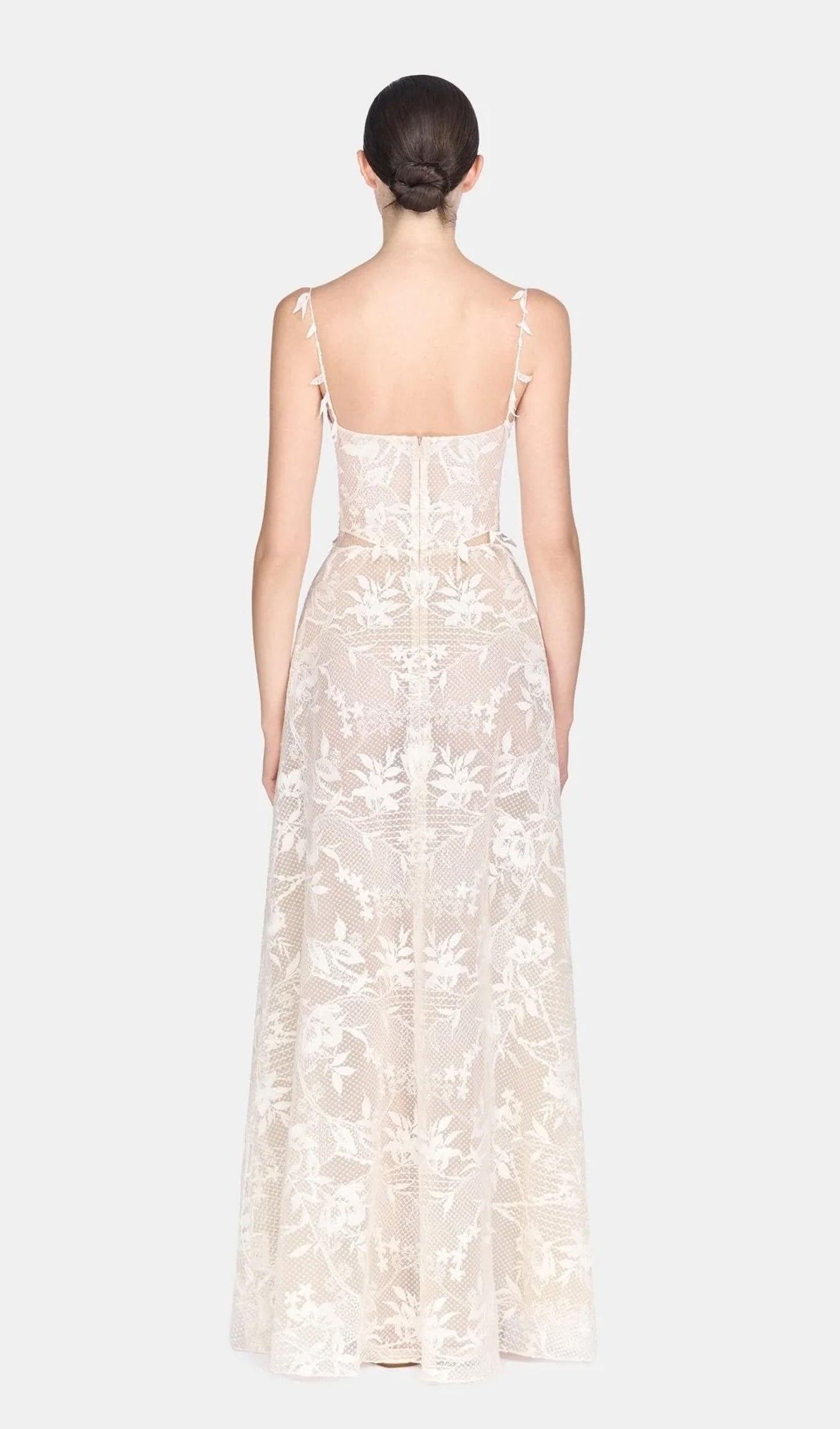 Ivory Strap Lace Maxi Dress