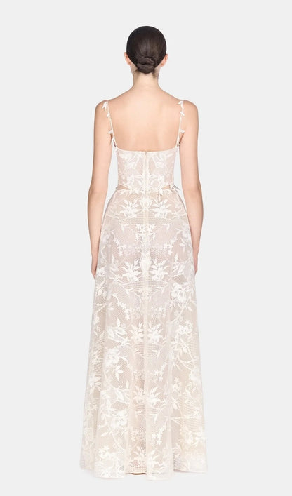 Ivory Strap Lace Maxi Dress