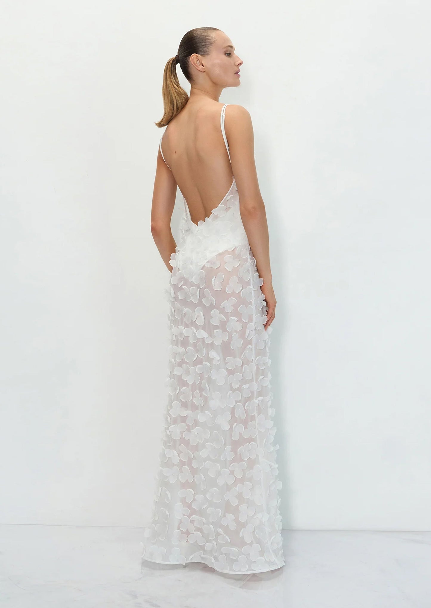 Anna Floral Chiffon Maxi Dress In White