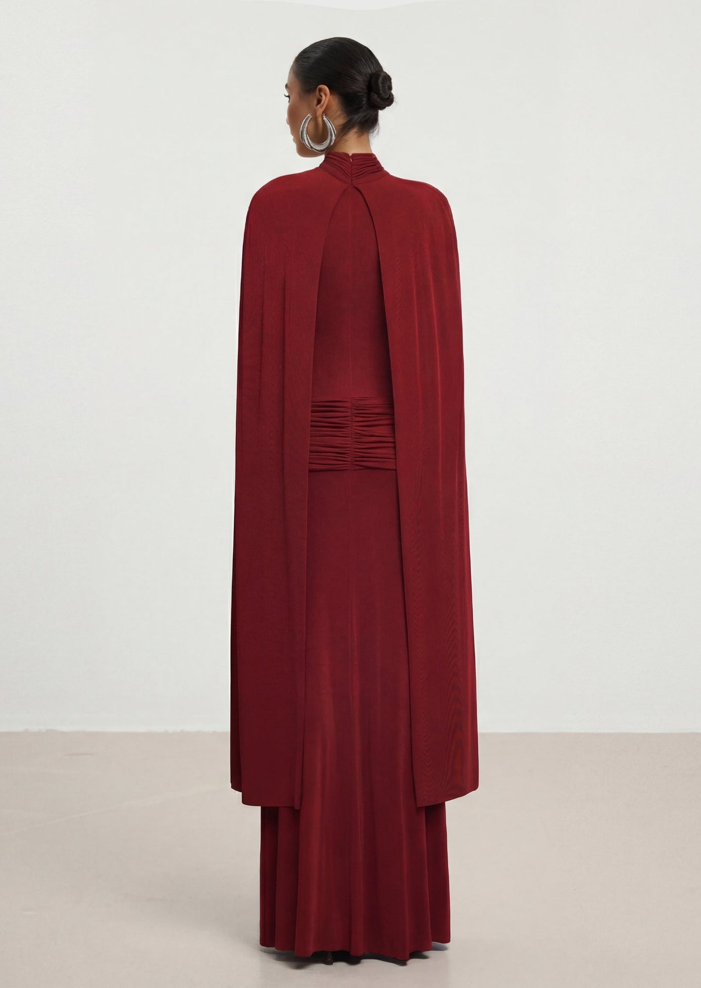 Maxi dress With Symmetrical Flaps In Claret