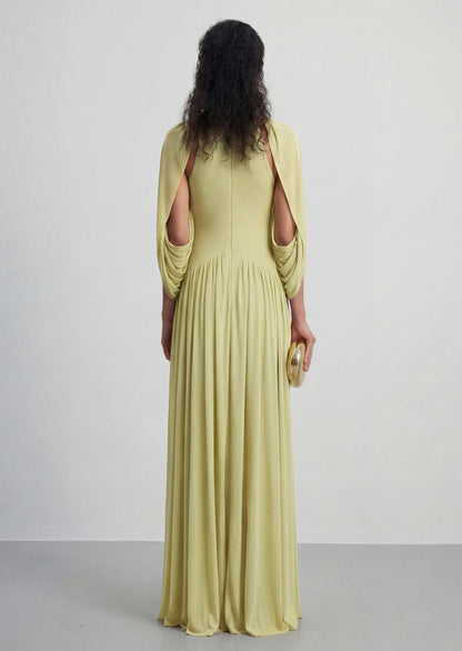 Cape Design Mesh Maxi Dress In Green