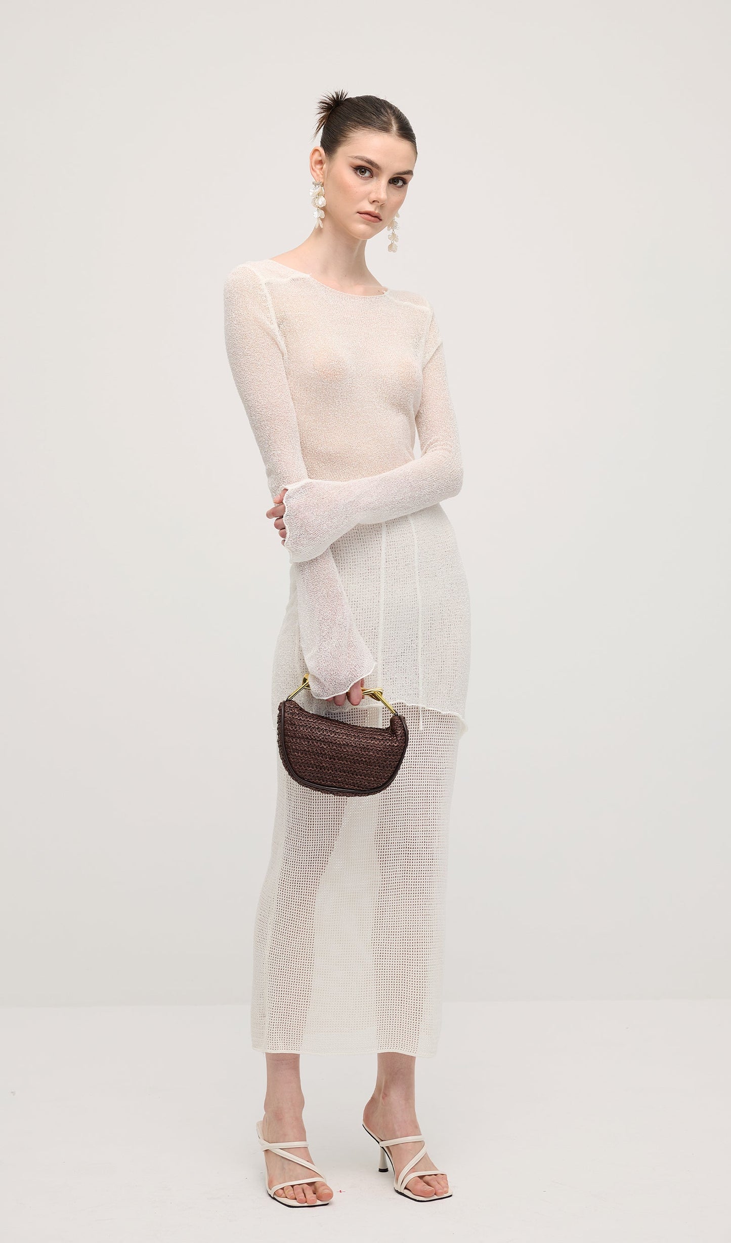 Knit Cover Up Backless Mini Dress In White