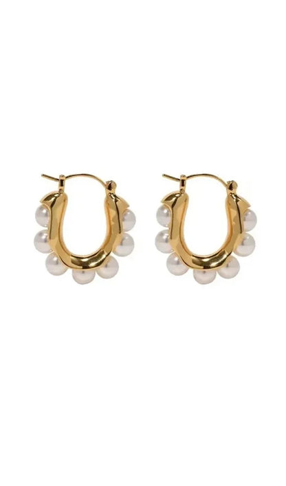Vintage Pearl Hoop Earrings