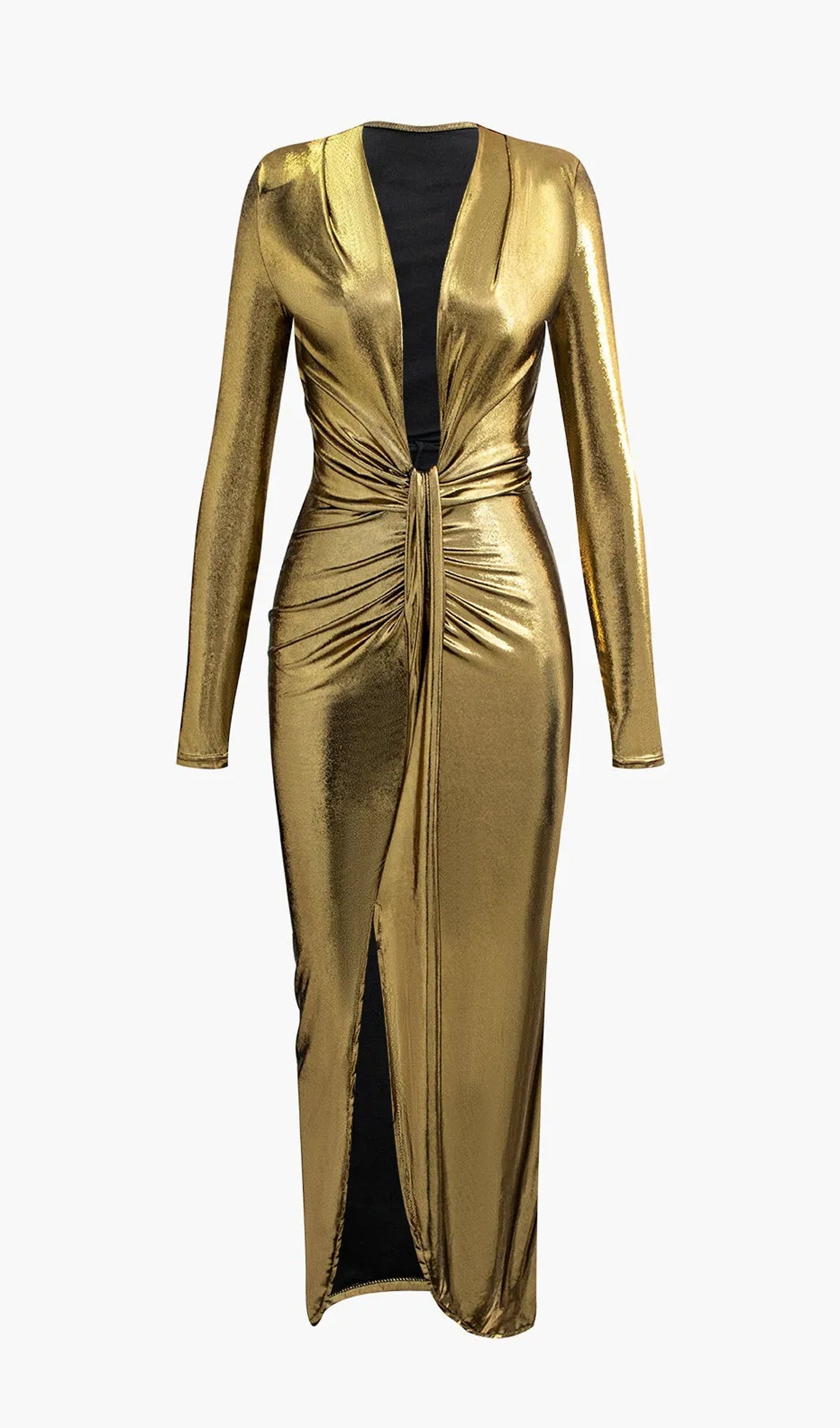 Noor Elegance Ruched Slit Wrap Maxi Dress