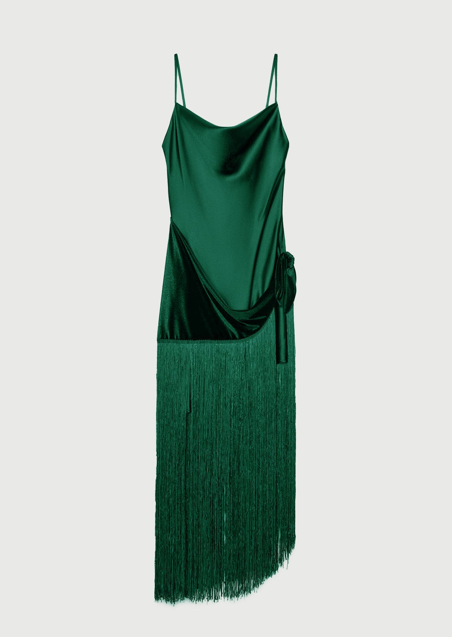 Tassel Satin Patchwork Maxi Dress