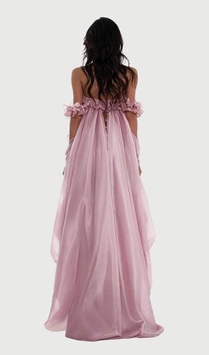 Glossy Bubble Hem Dress In Pink
