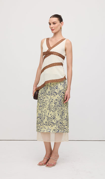 Asymmetric Lace Panel Top