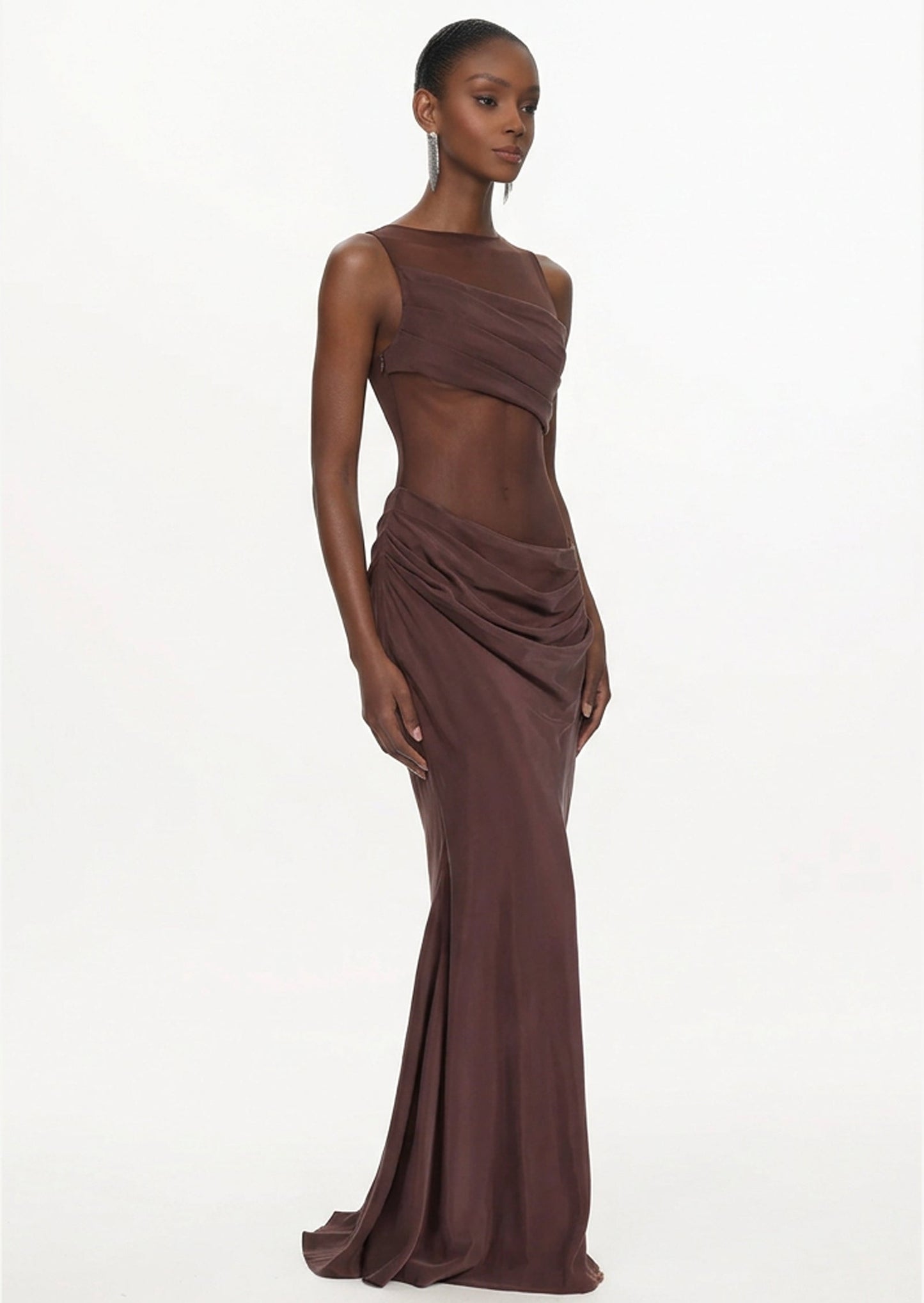 Gracelyn Maxi Dress In Plum Brown