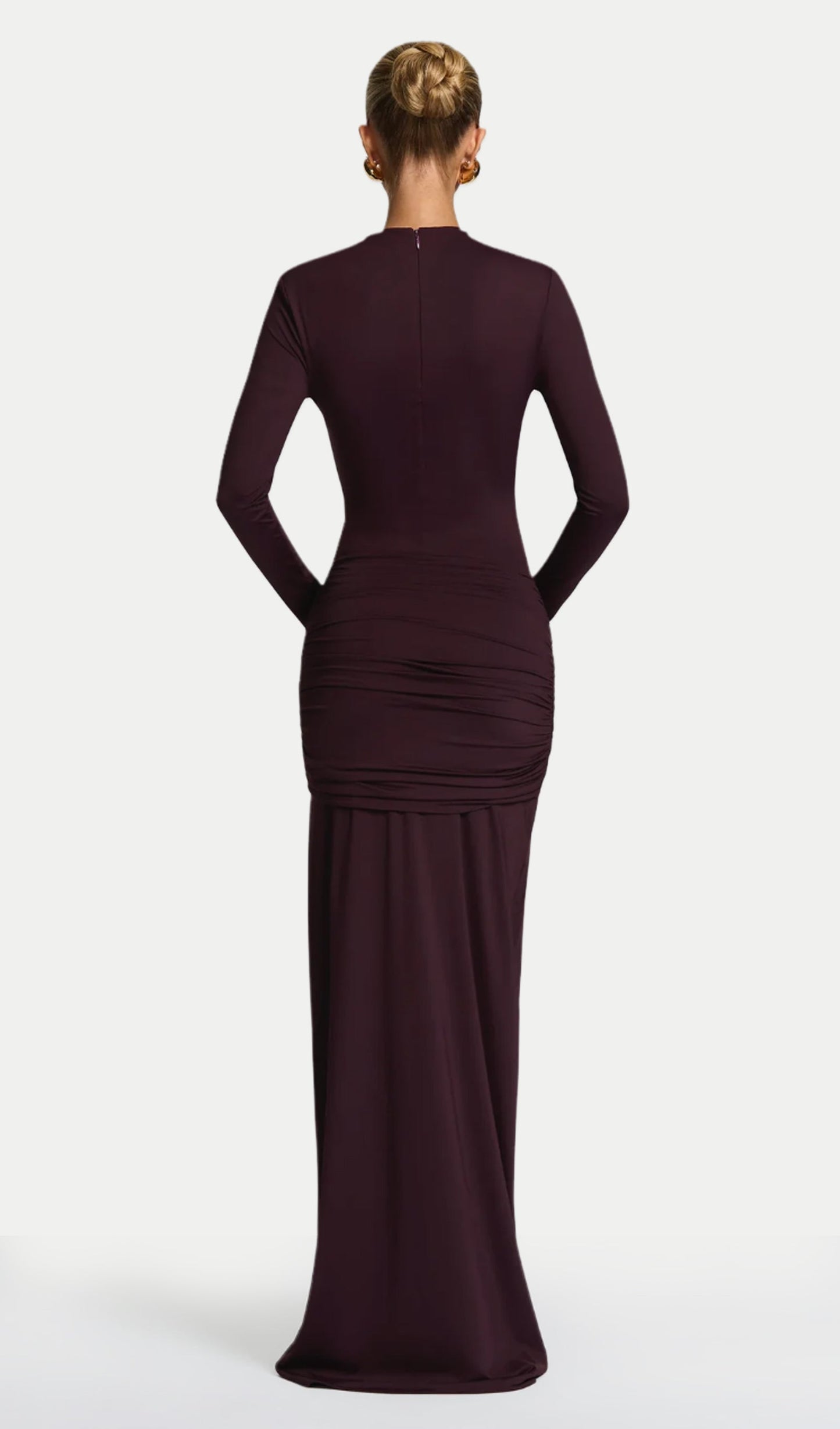 Solid Gathered Tie Cut-Out Maxi Dress
