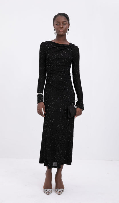 Knit Twist-Front Midi Dress