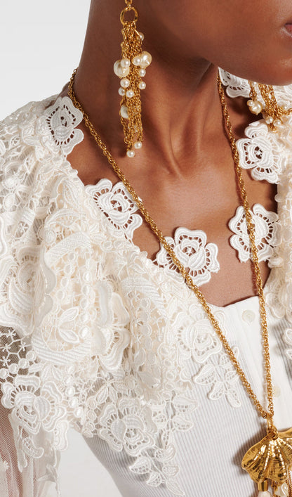 Lace-Trimmed Cotton Bodysuit