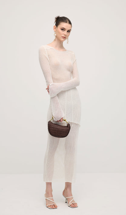 Hollow Out Drawstring Maxi Skirt