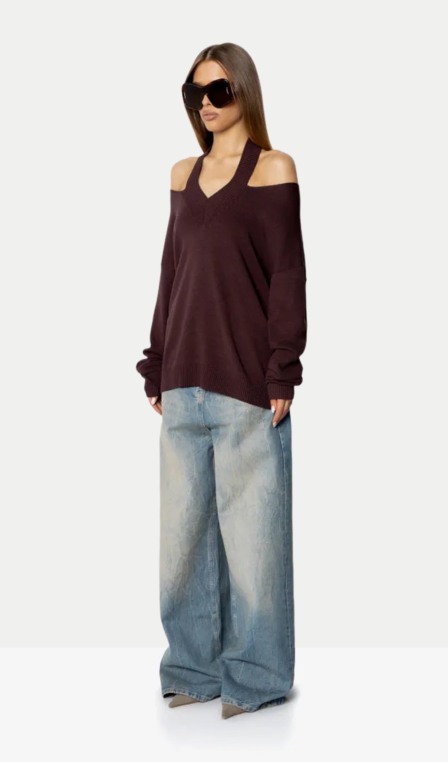 Halter Neck Off-Shoulder Sweater