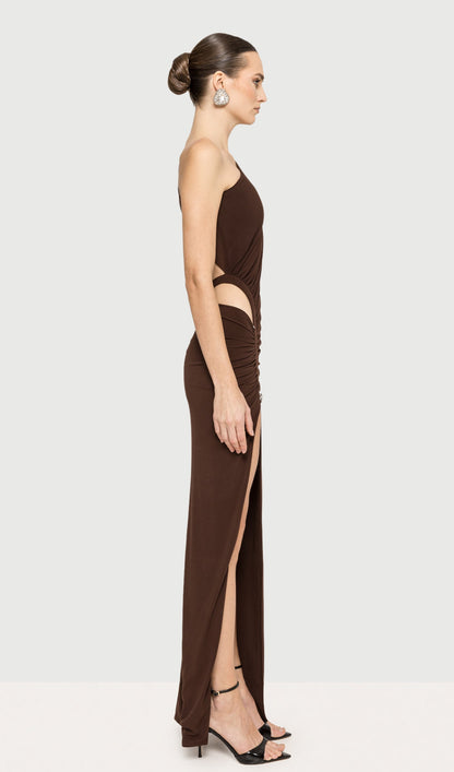 Asymmetrical Slit Backless Maxi Dress