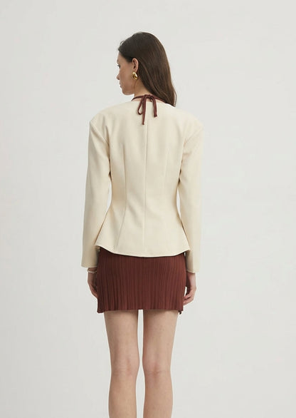 Waist Cinching V Neck Long  Sleeved Top