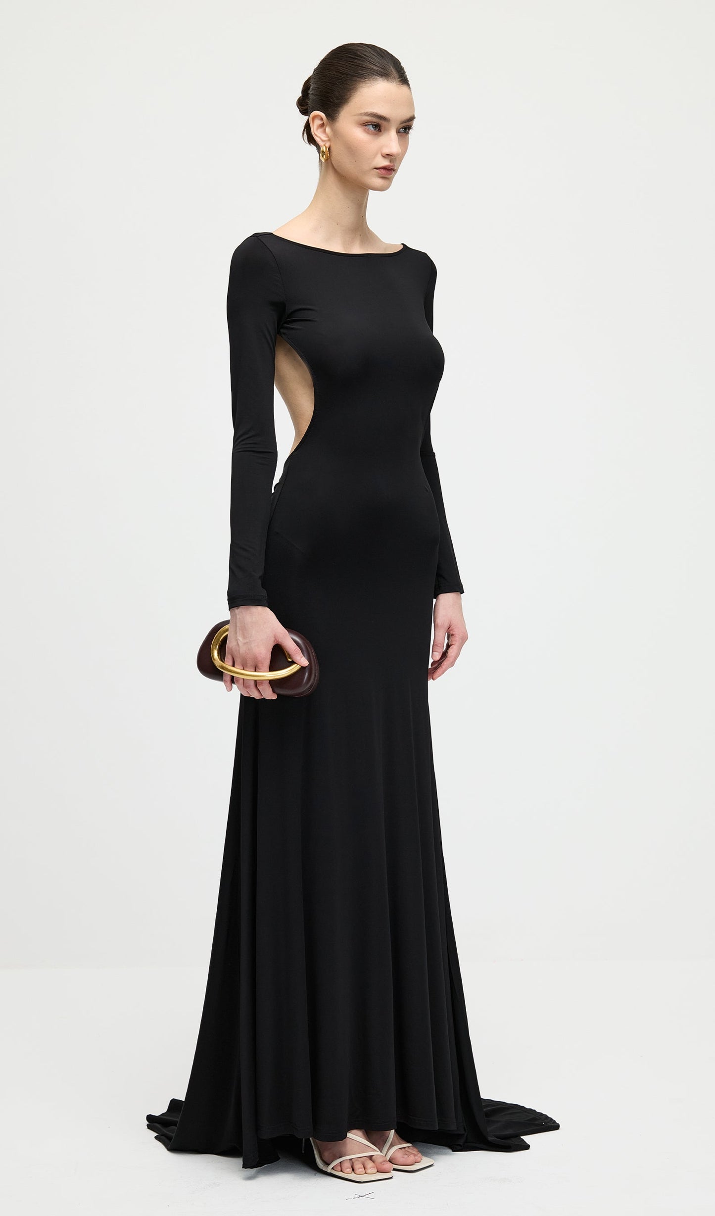 Jersey Open Back Maxi Dress In Black
