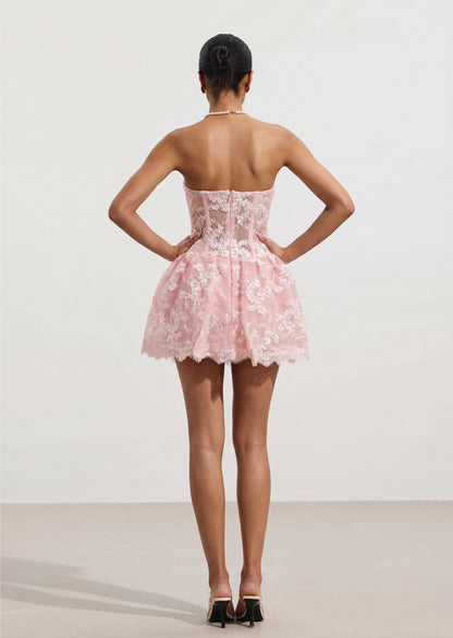 Maddy Strapless Mini Dress In Pink