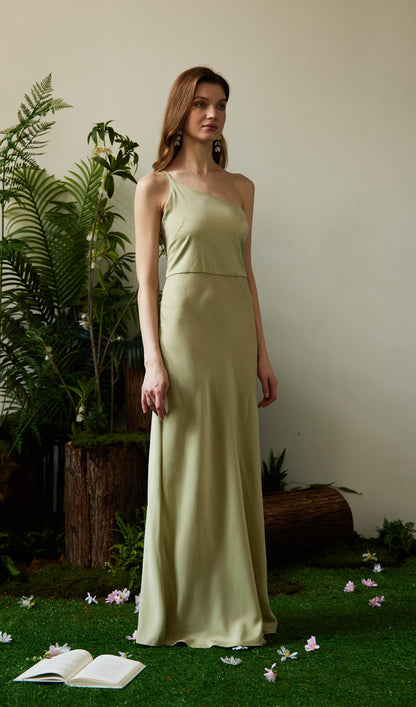 Satin Single Shoulder Strap Maxi Dress