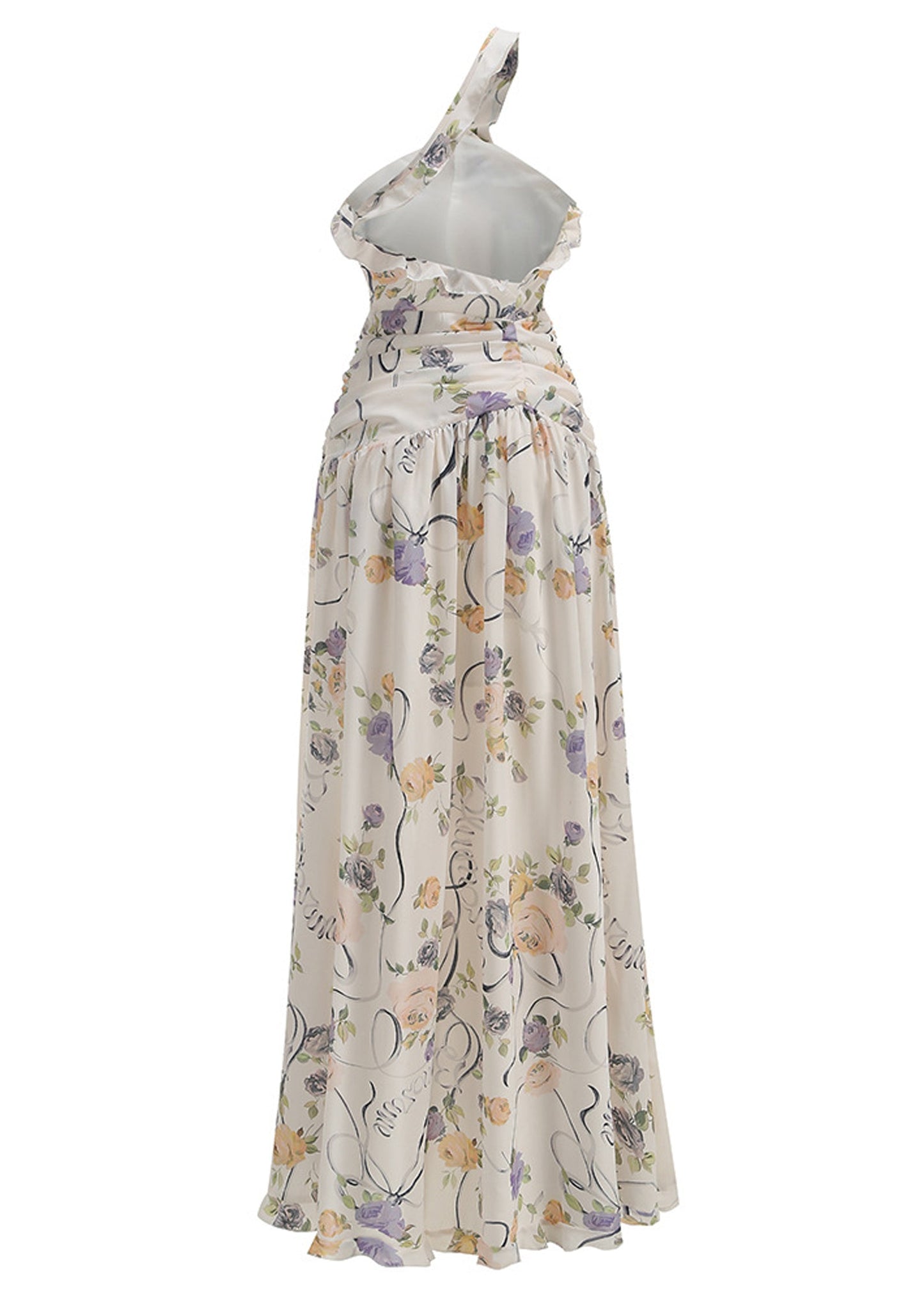 Bluma Floral Creponne One Shoulder Maxi Dress