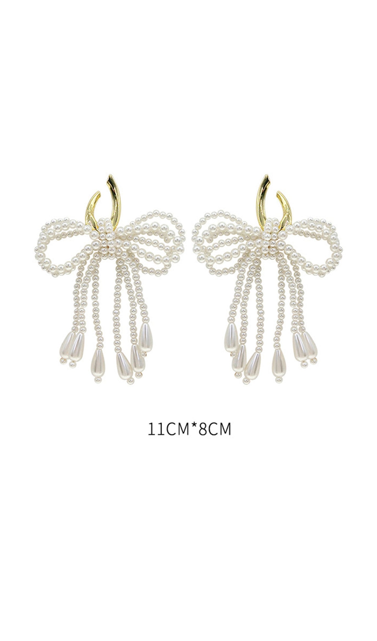 Pearl Bow Dangle Drop Hoop Earrings