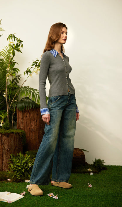 Lapel Button Knit Top