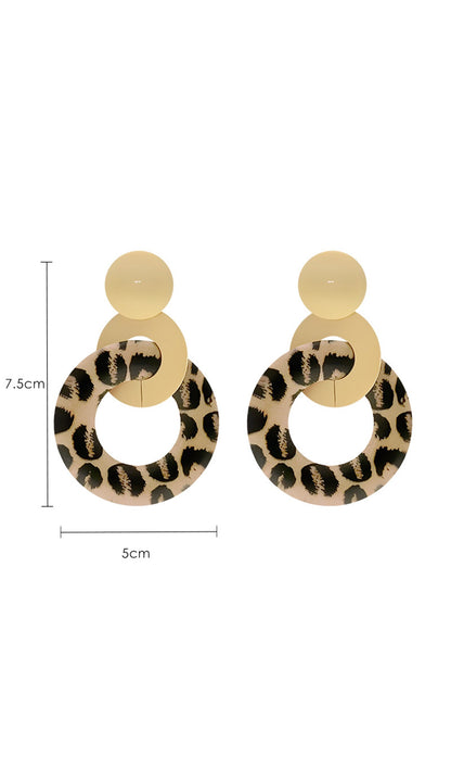 Leopard Dangle Drop Hoop Earrings