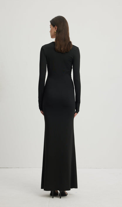 Deep V Neck Maxi Dress Black