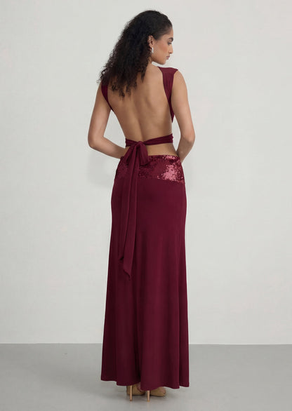 Lune Open Back Top & Sequin Skirt Set