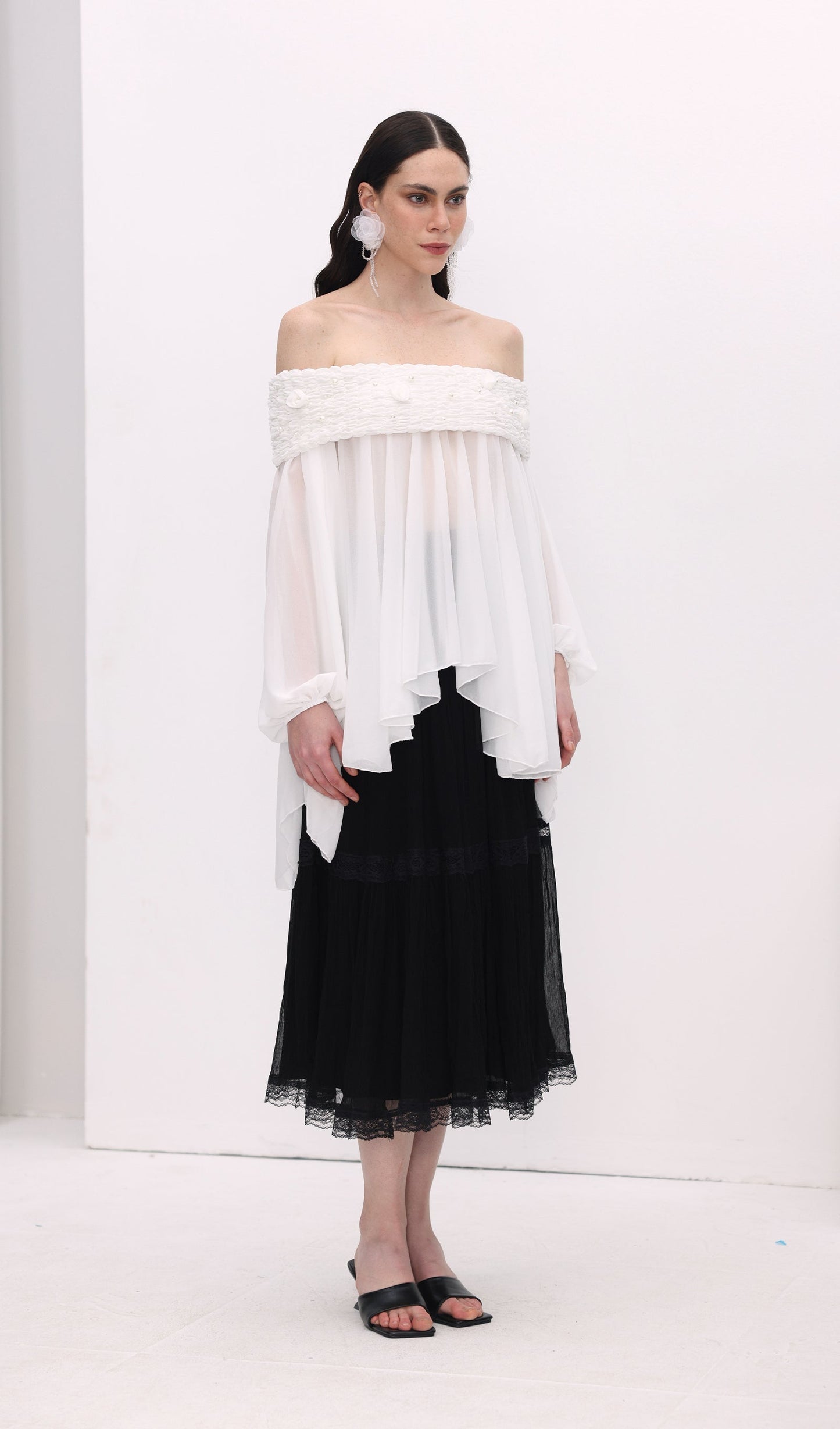 Off Shoulder Mesh  Mini Dress