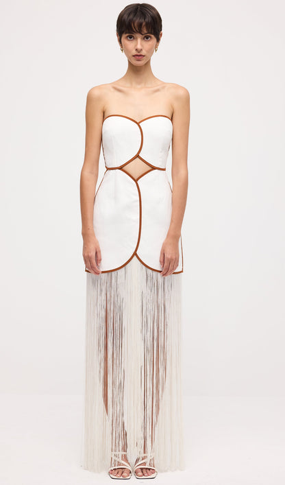 Tassel Off Shoulder Hollow Out Maxi Dress