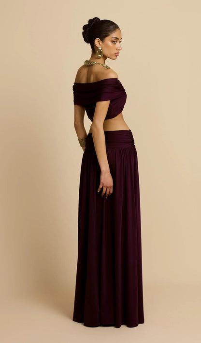 Ruched Top & Maxi Skirt Two Piece Set