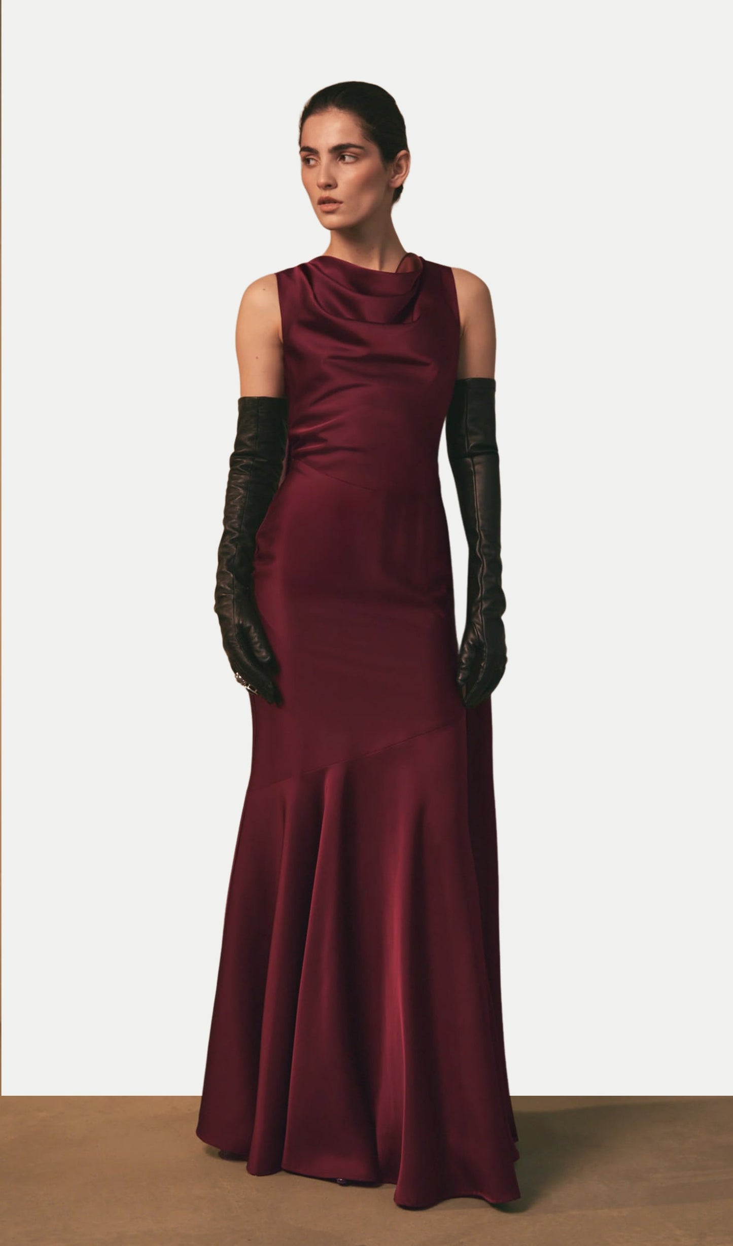 Draped Neckline Maxi Dress With Ribbons