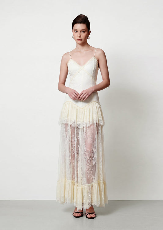 Gayu Lace Midi Dress In Ivory