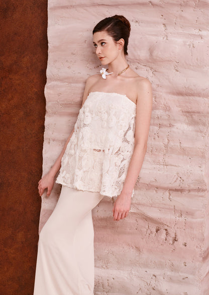 Strapless Bias Maxi Skirt With Rose Embroidery Set