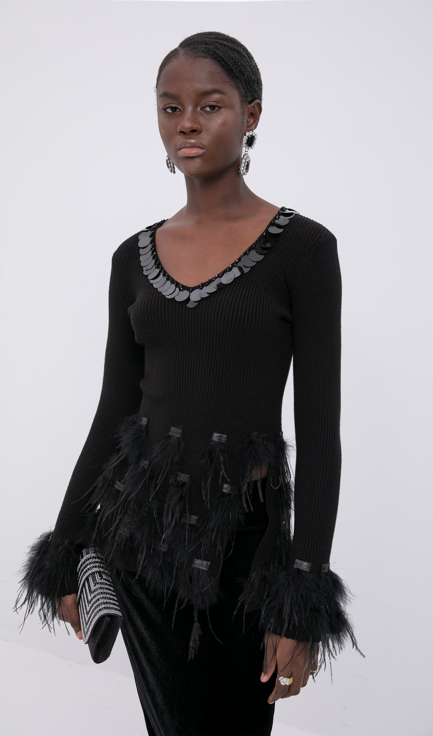 Knitted Feather Panel Top
