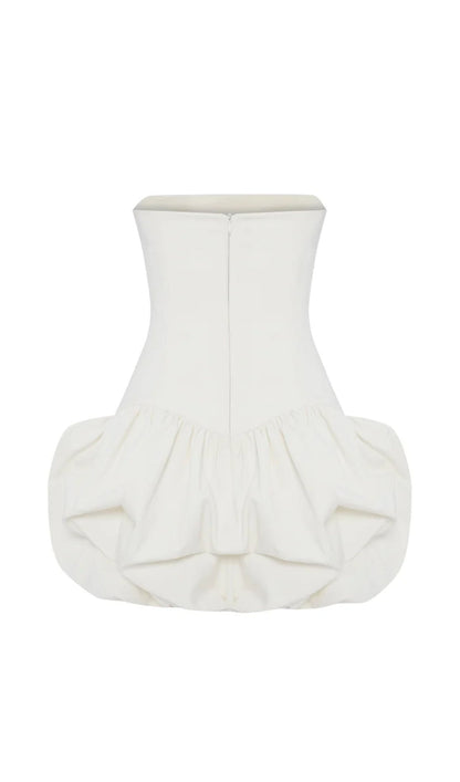 Gabardine Mini Dress In White