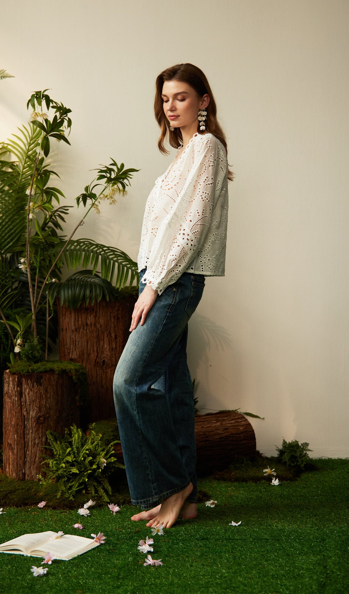 Low Rise Washing Wide Jeans